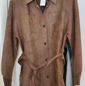 Banana Republic Women's Suede button down top with belt